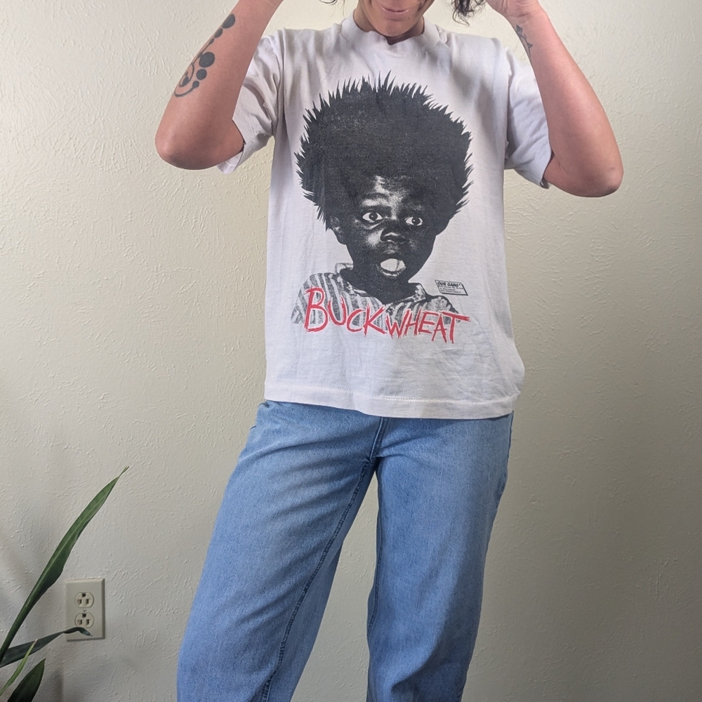 Screen Stars White Graphic Tee - Buckwheat Design